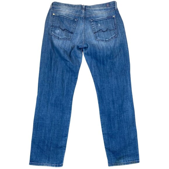7 For All Mankind Woman's Jeans Size 29 Josefina Skinny Boyfriend Distressed Den - Picture 2 of 16